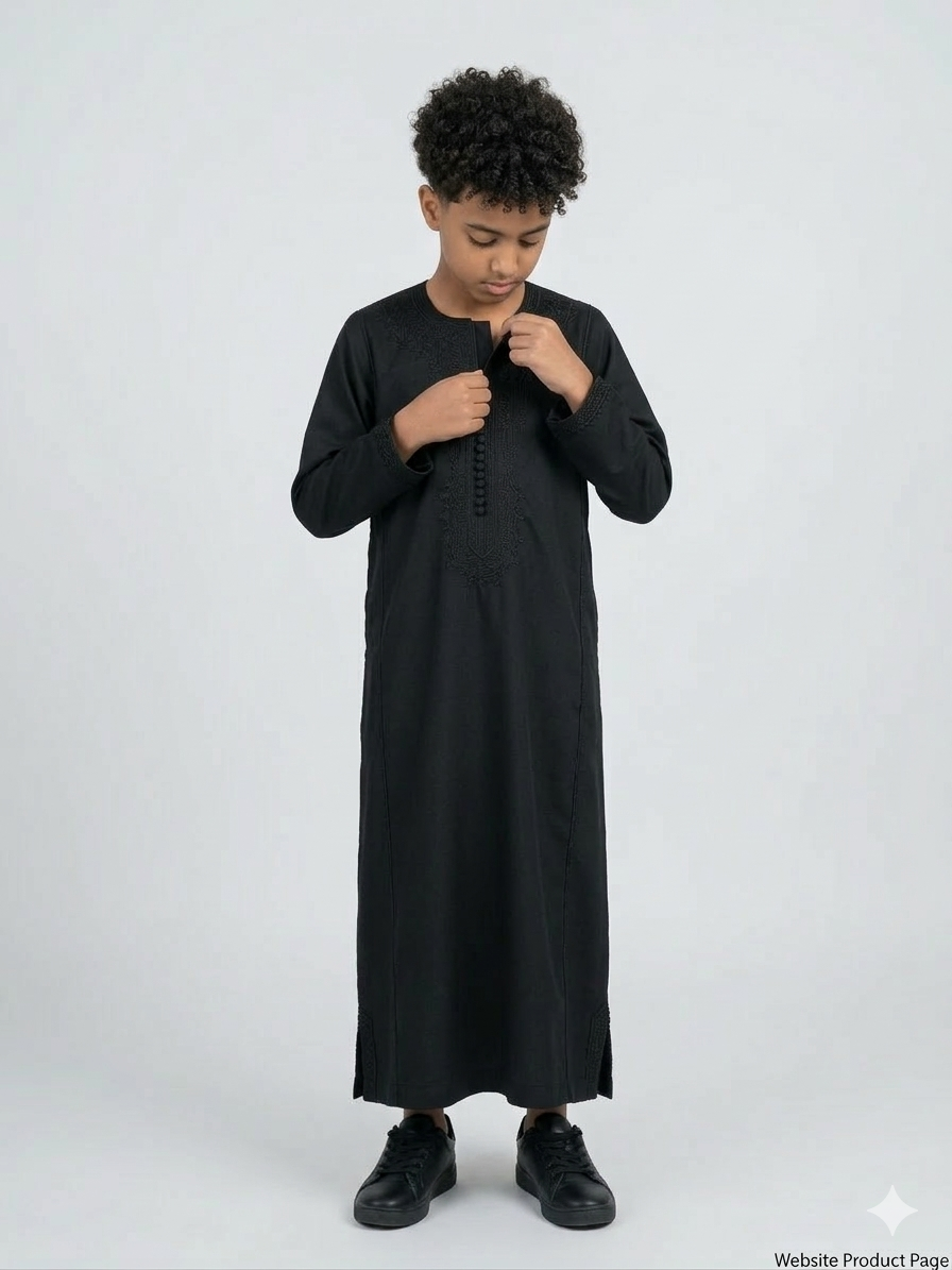 Colorful kids' kaftan by AL-ANDALUS featuring lightweight fabric and vibrant patterns for comfortable summer wear.