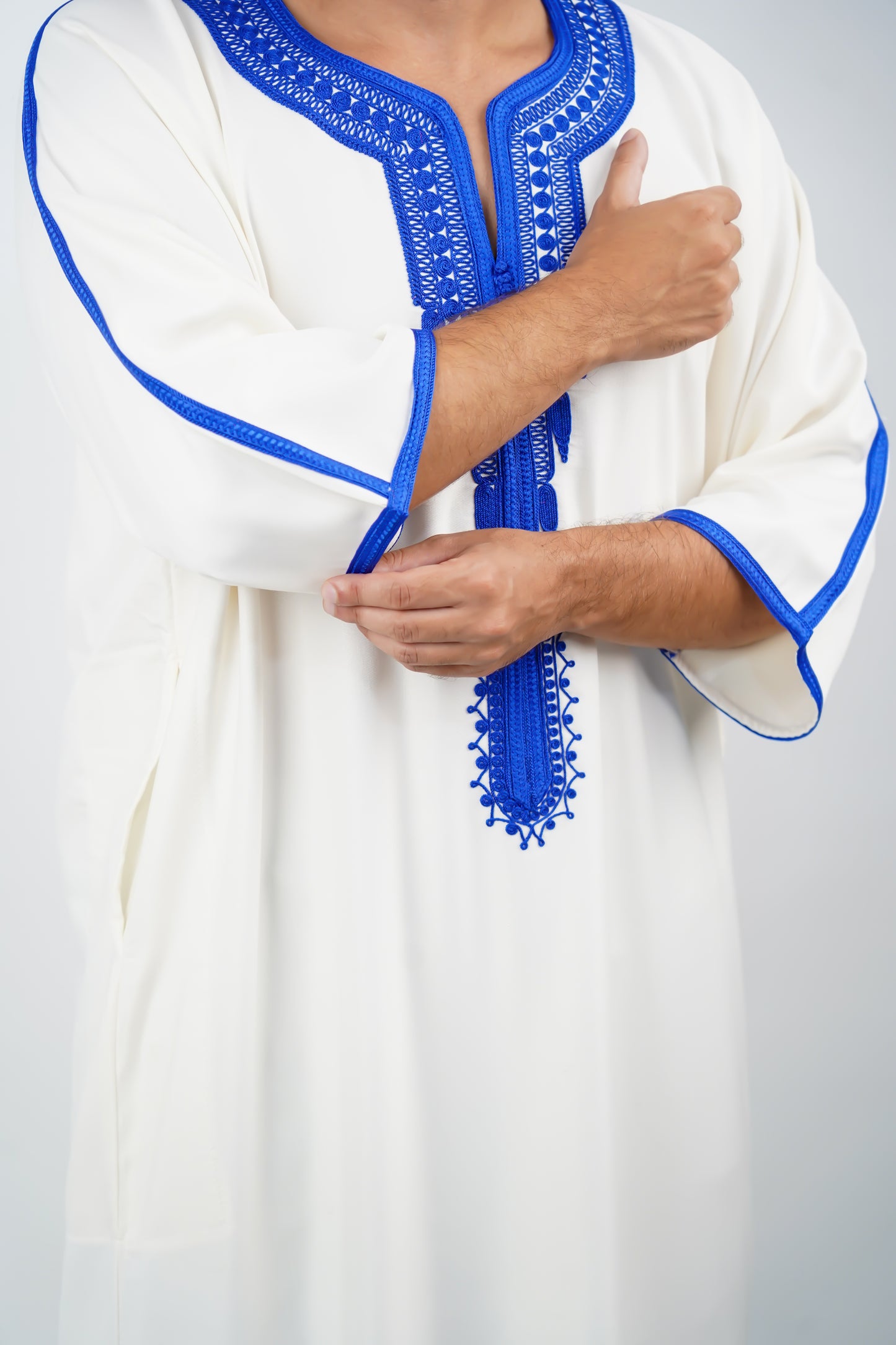 White and Byzantine Blue Premium Gandoura