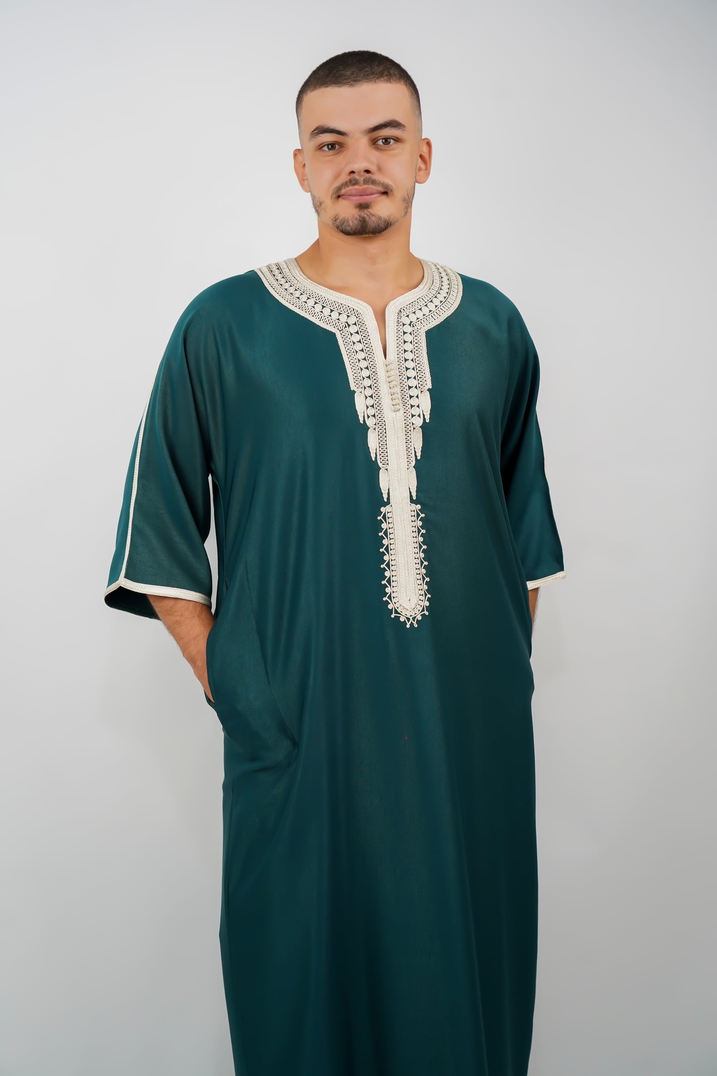 Royal Green and Beige Premium Gandoura