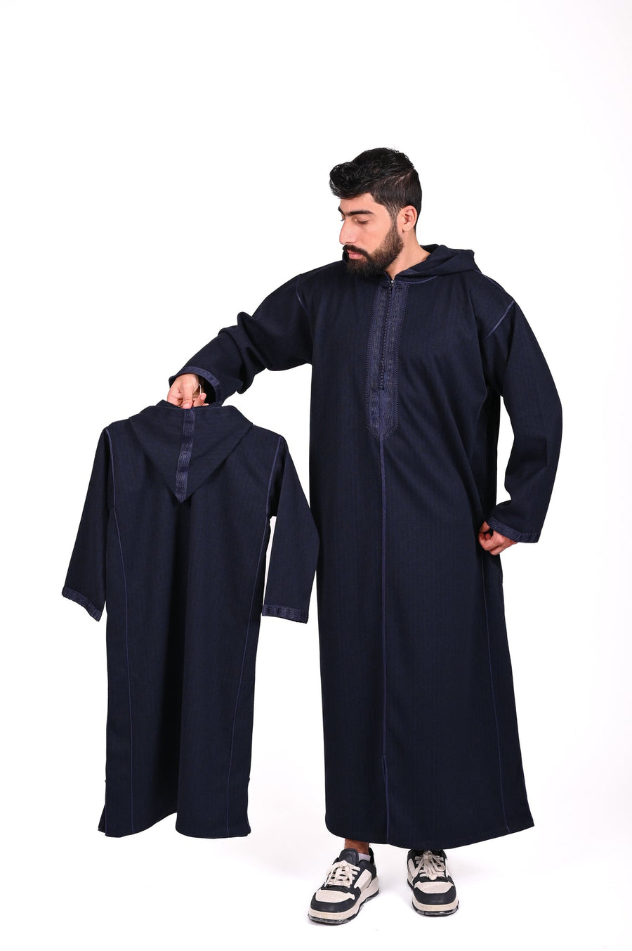 Kids Winter Jellaba shown in its relaxed full-length fit