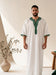 White and Green Moroccan Gandoura - AL-ANDALUS