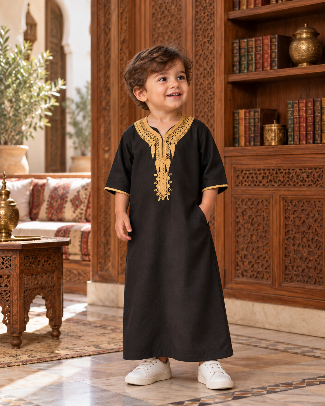 Kids Gandoura - Black and Gold - toddler age 2