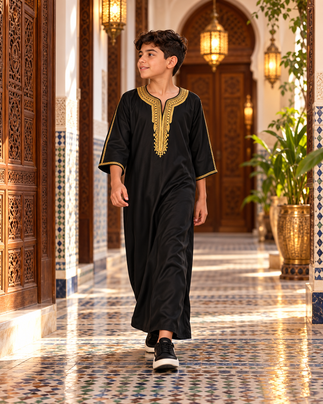 Kids Gandoura - Black and Gold - Lifestyle