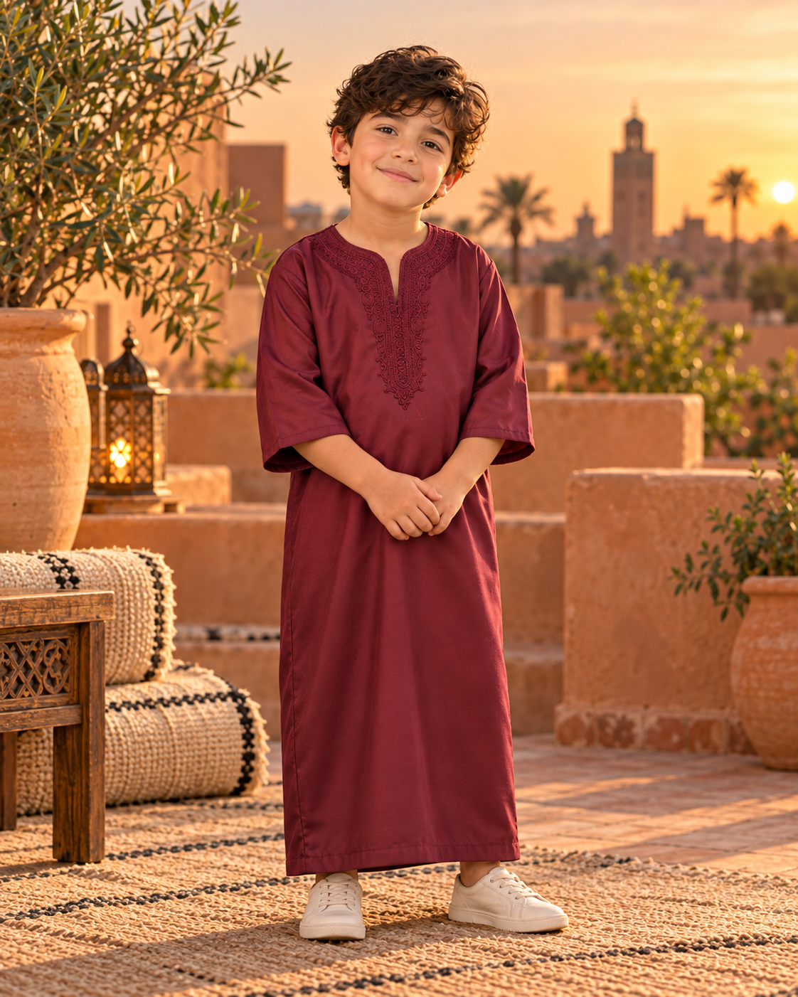 Kids Gandoura - Burgundy - younger child age 4