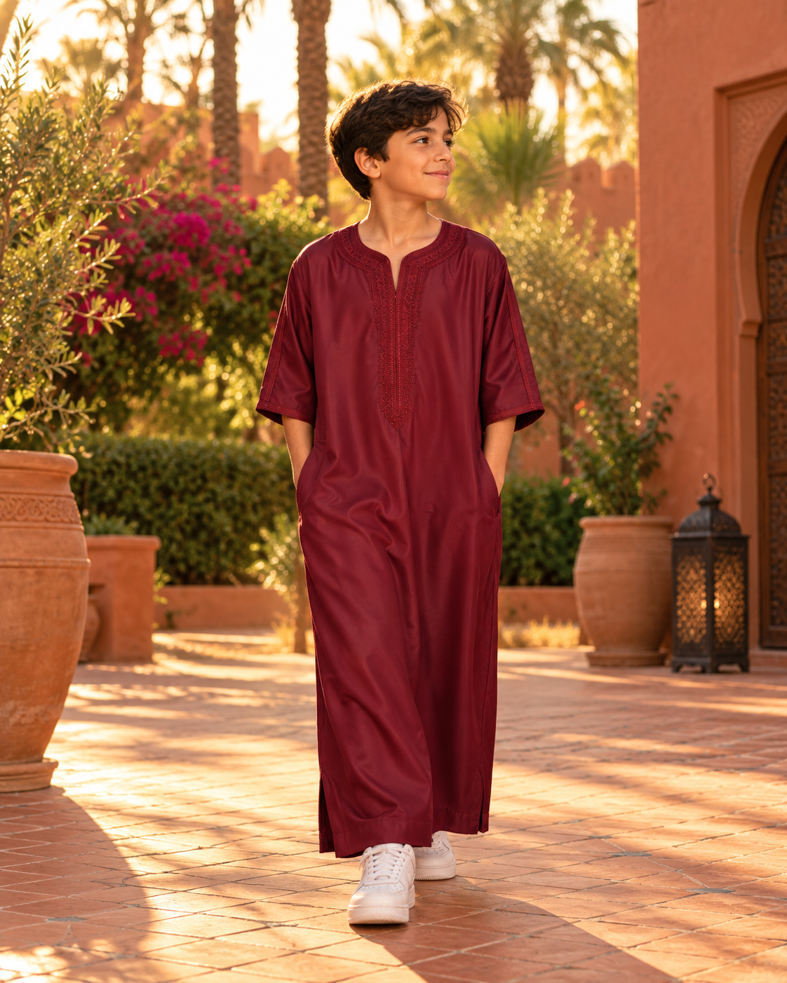 Kids Gandoura - Burgundy - Lifestyle