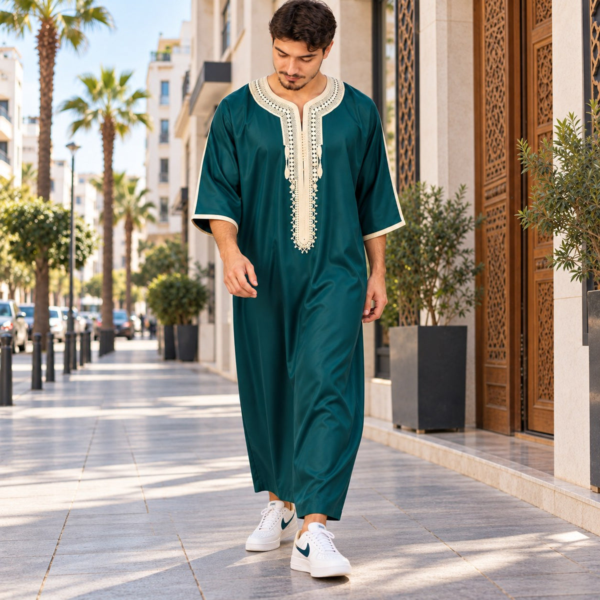 Essential Gandoura - teal green and beige - streetwear