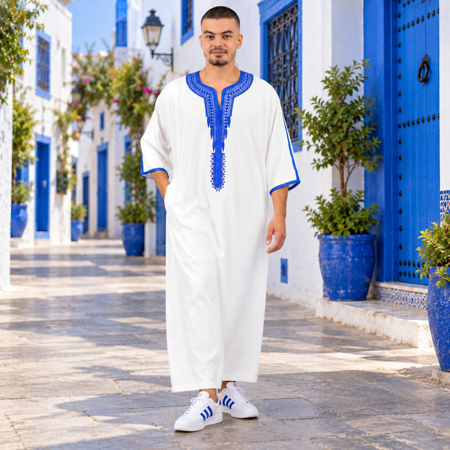 Essential Gandoura - White and Blue