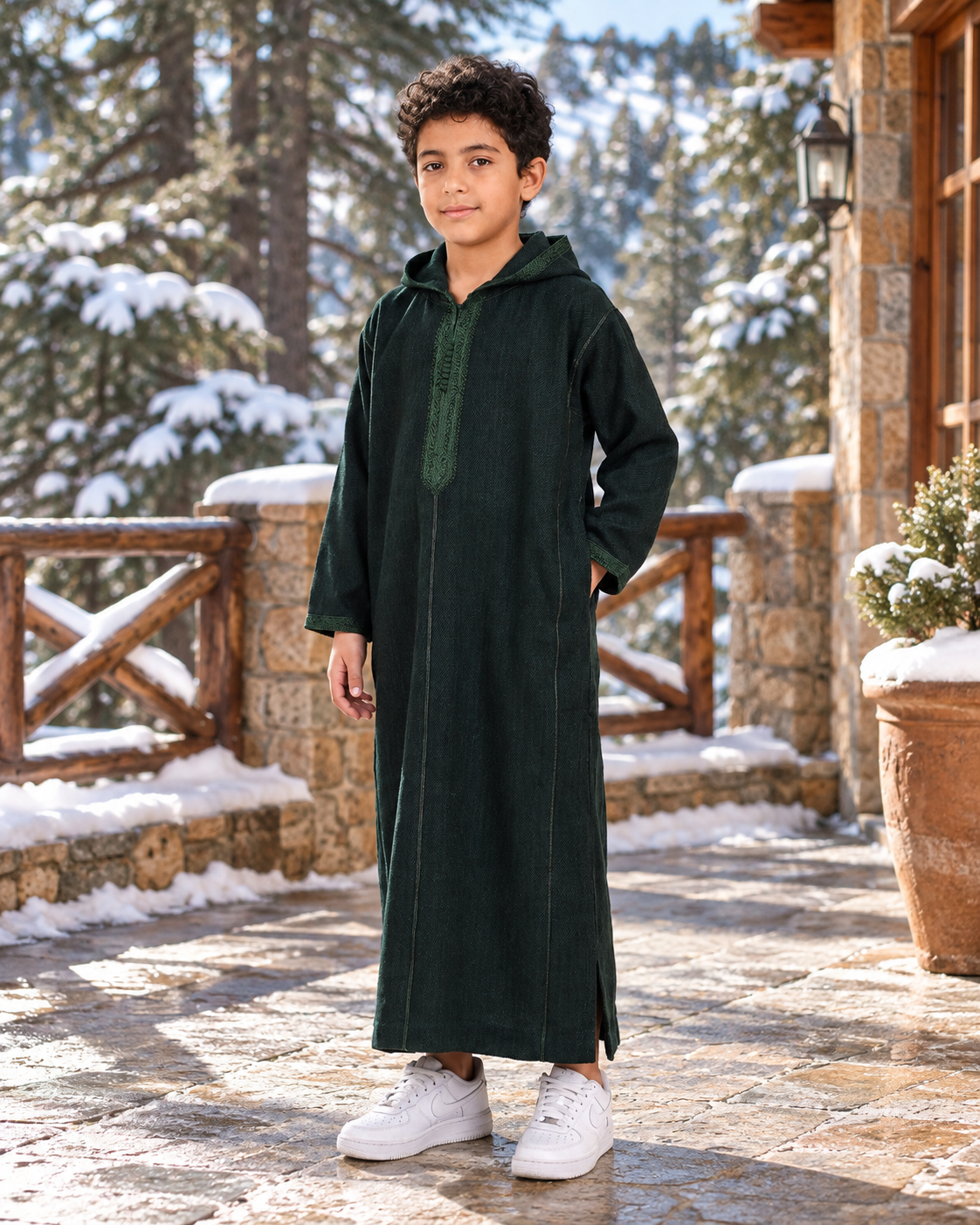 Kids Winter Jellaba - Green - Lifestyle