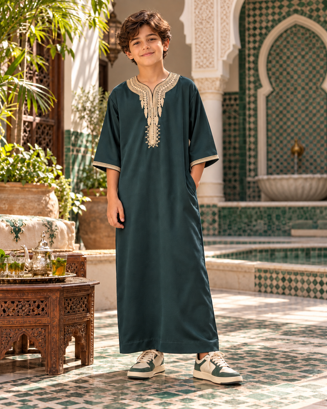 Kids Gandoura - Green and Beige - Drive Accurate Lifestyle