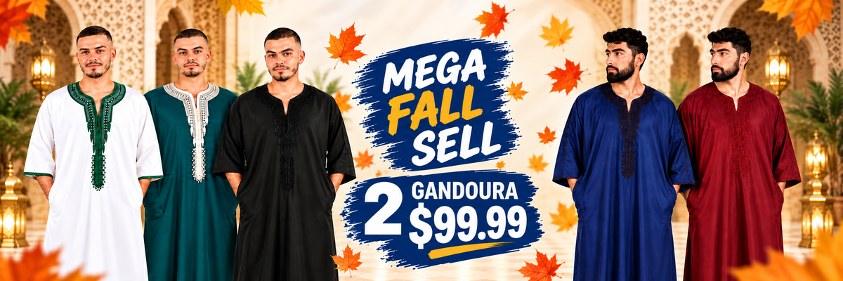 Mega Fall Sell gandoura wide slideshow banner with full offer visible