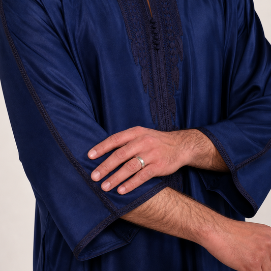 Navy Blue GANDOURA square Instagram Shop product photo - AL-ANDALUS