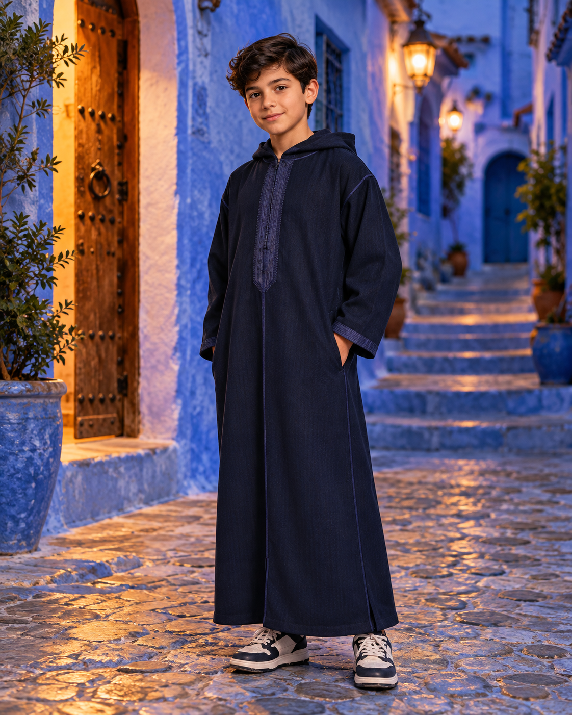 Kids Winter Jellaba - Night Blue - Lifestyle