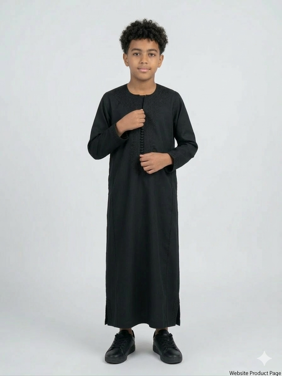 Colorful kids' kaftan by AL-ANDALUS featuring vibrant patterns and comfortable fabric, designed for young children.
