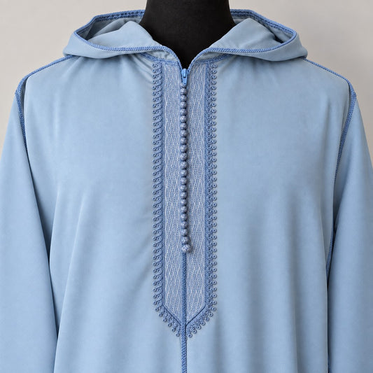 Soft Jellaba - Light Blue - chest embroidery