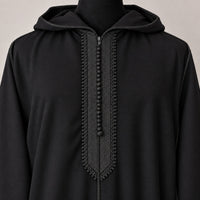 Soft Jellaba - Black - chest embroidery