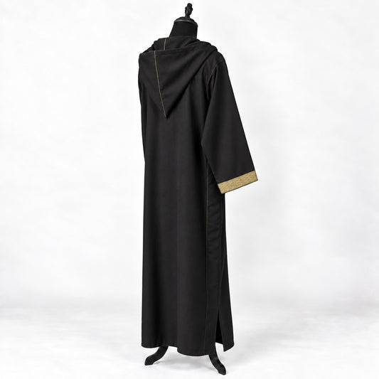 Soft Jellaba - Black and Gold - back hood side