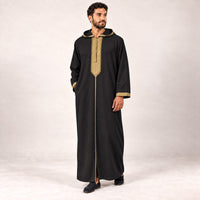 Soft Jellaba - Black and Gold - model front