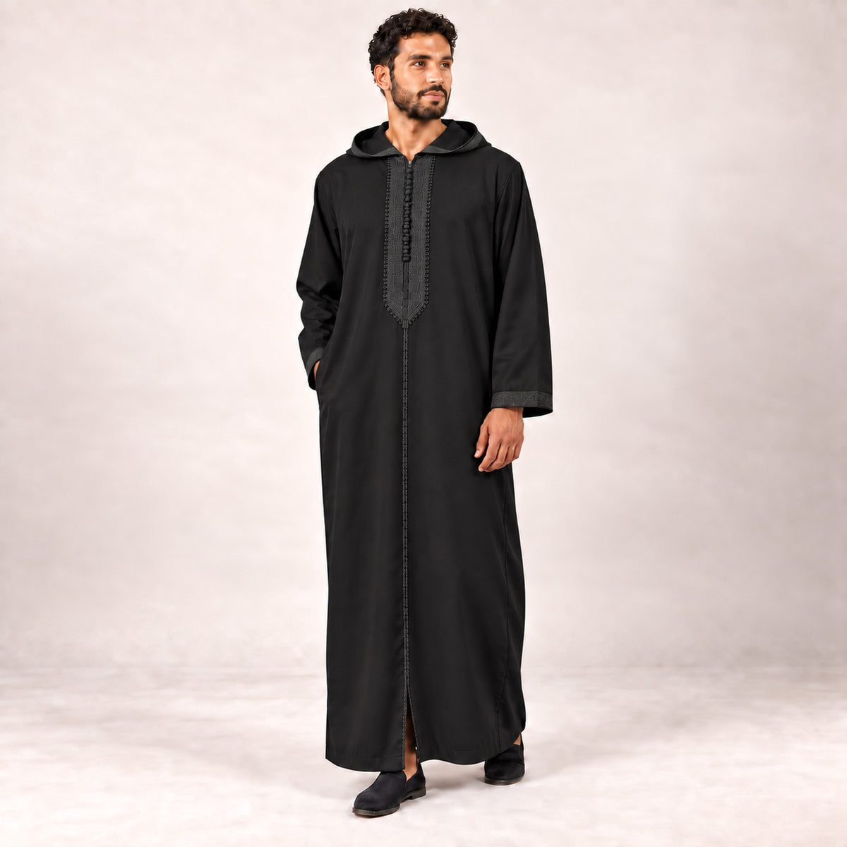 Soft Jellaba - Black - model front