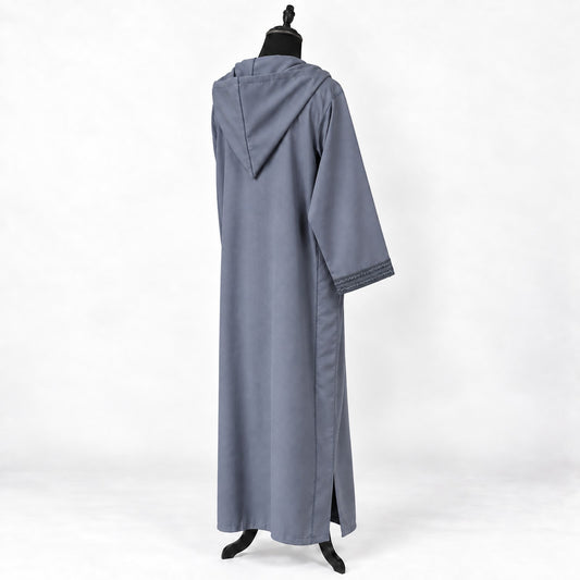Soft Jellaba - Blue Gray - back hood side