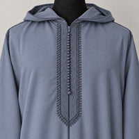 Soft Jellaba - Blue Gray - chest embroidery