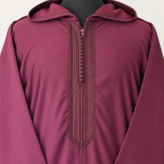 Soft Jellaba - Burgundy - chest embroidery