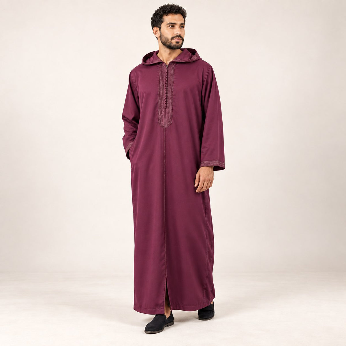 Soft Jellaba - Burgundy - model front