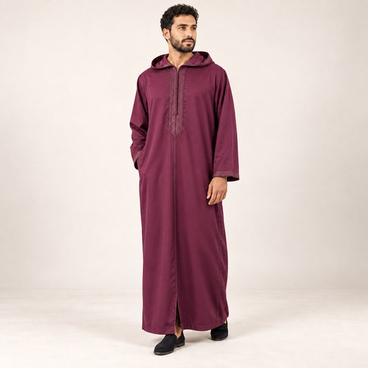 Soft Jellaba - Burgundy - model front