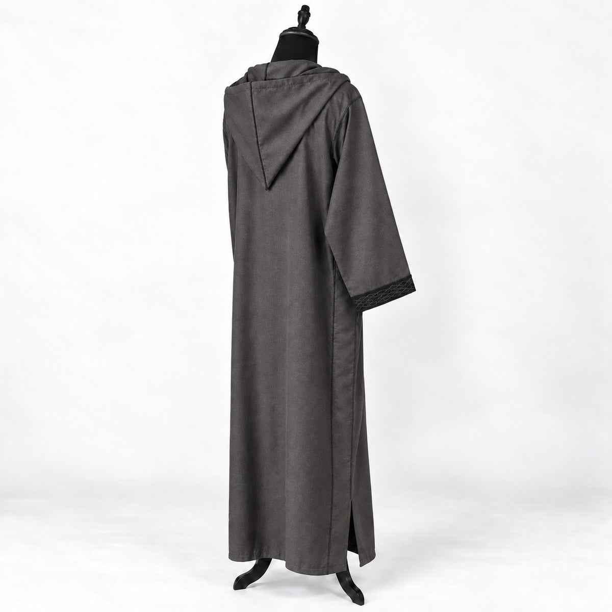 Soft Jellaba - Dark Gray and Black - back hood side
