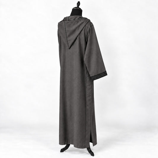 Soft Jellaba - Dark Gray and Black - back hood side