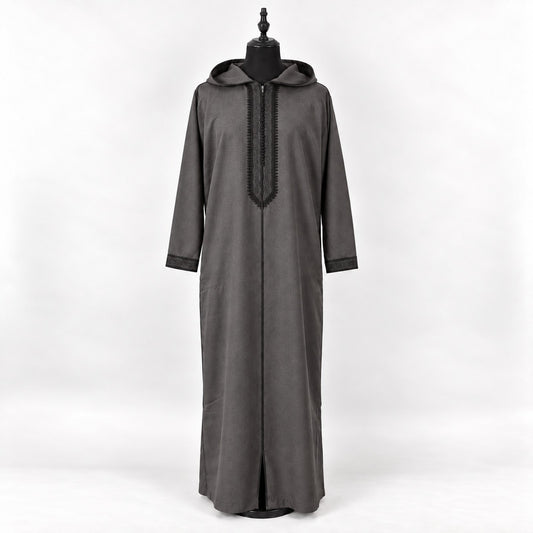 Soft Jellaba - Dark Gray and Black - main mannequin