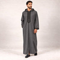 Soft Jellaba - Dark Gray and Black - model front