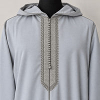 Soft Jellaba - Gray - chest embroidery