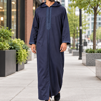 Navy Blue Soft Jellaba worn on a modern Canadian city street