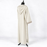 Soft Jellaba - Off-White and Beige - back hood side