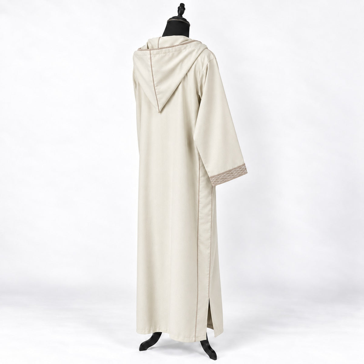 Soft Jellaba - Off-White and Beige - back hood side