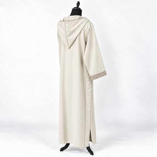 Soft Jellaba - Off-White and Beige - back hood side