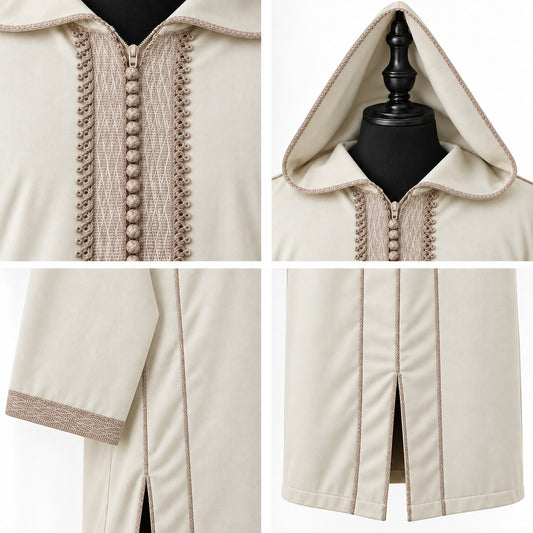 Soft Jellaba - Off-White and Beige - detail collage