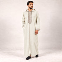 Soft Jellaba - Off-White and Beige - model front