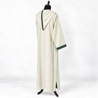 Soft Jellaba - White and Green - back hood side