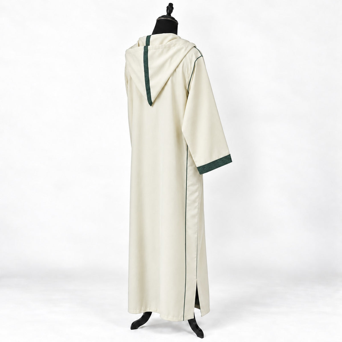 Soft Jellaba - White and Green - back hood side