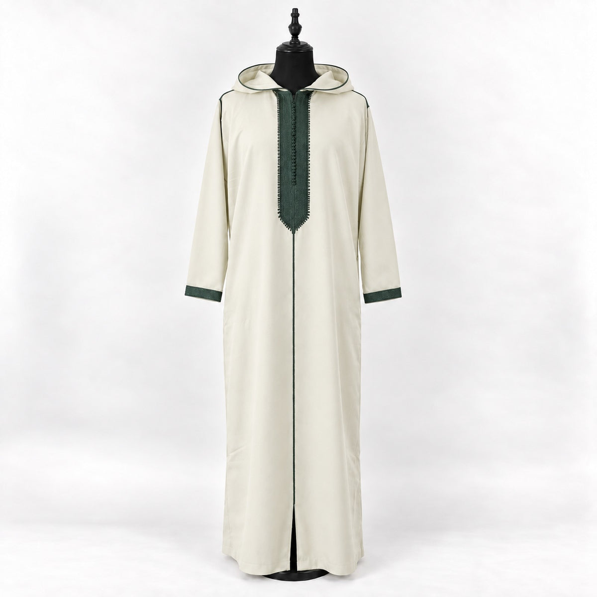 Soft Jellaba - White and Green - main mannequin