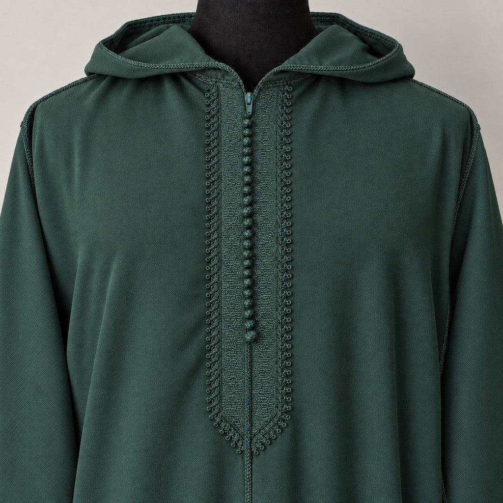 Soft Jellaba - Green - chest embroidery