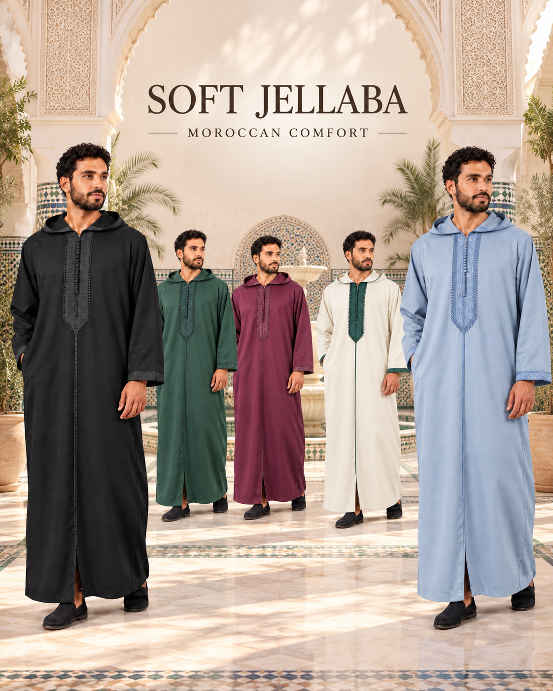 Soft Jellaba collection in five colors - mobile slideshow