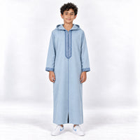 Soft Jellaba for Youth - Baby Blue - 12 years - front