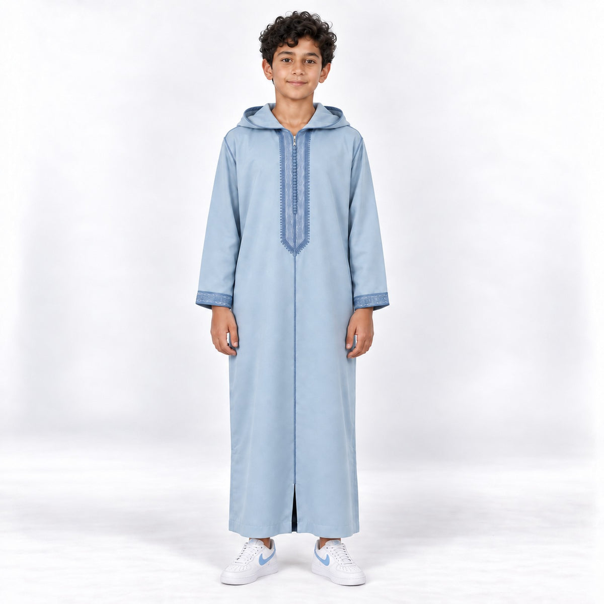 Soft Jellaba for Youth - Baby Blue - 12 years - front