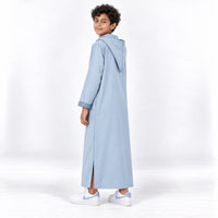 Soft Jellaba for Youth - Baby Blue - 12 years - side-hood