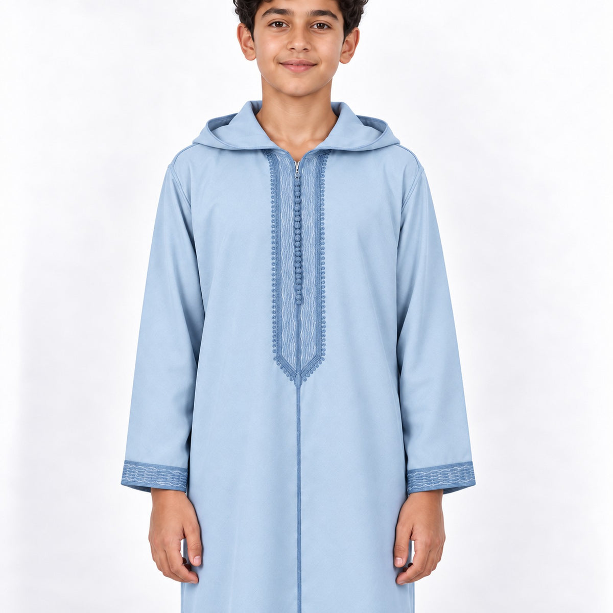 Soft Jellaba for Youth - Baby Blue - 14 years - chest-detail