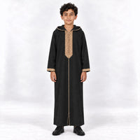 Soft Jellaba for Youth - Black and Sand - 10 years - front