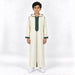 Soft Jellaba for Youth - White and Green - 10 years - front
