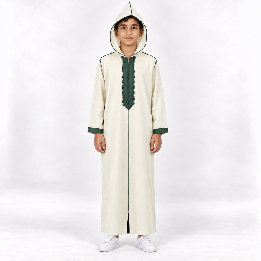 Close view of the Kids Soft Jellaba fabric and cuff trim